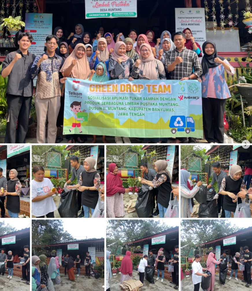 "Ayo Beraksi": Green Drop Team Telkom University Purwokerto Luncurkan Sosialisasi Aplikasi Tukar Sampah di Limbah Pustaka