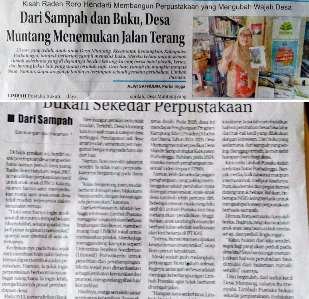 "Dari Sampah dan Buku, Desa Muntang Menemukan Jalan Terang", Kisah Limbah Pustaka Tayang di Radar Banyumas
